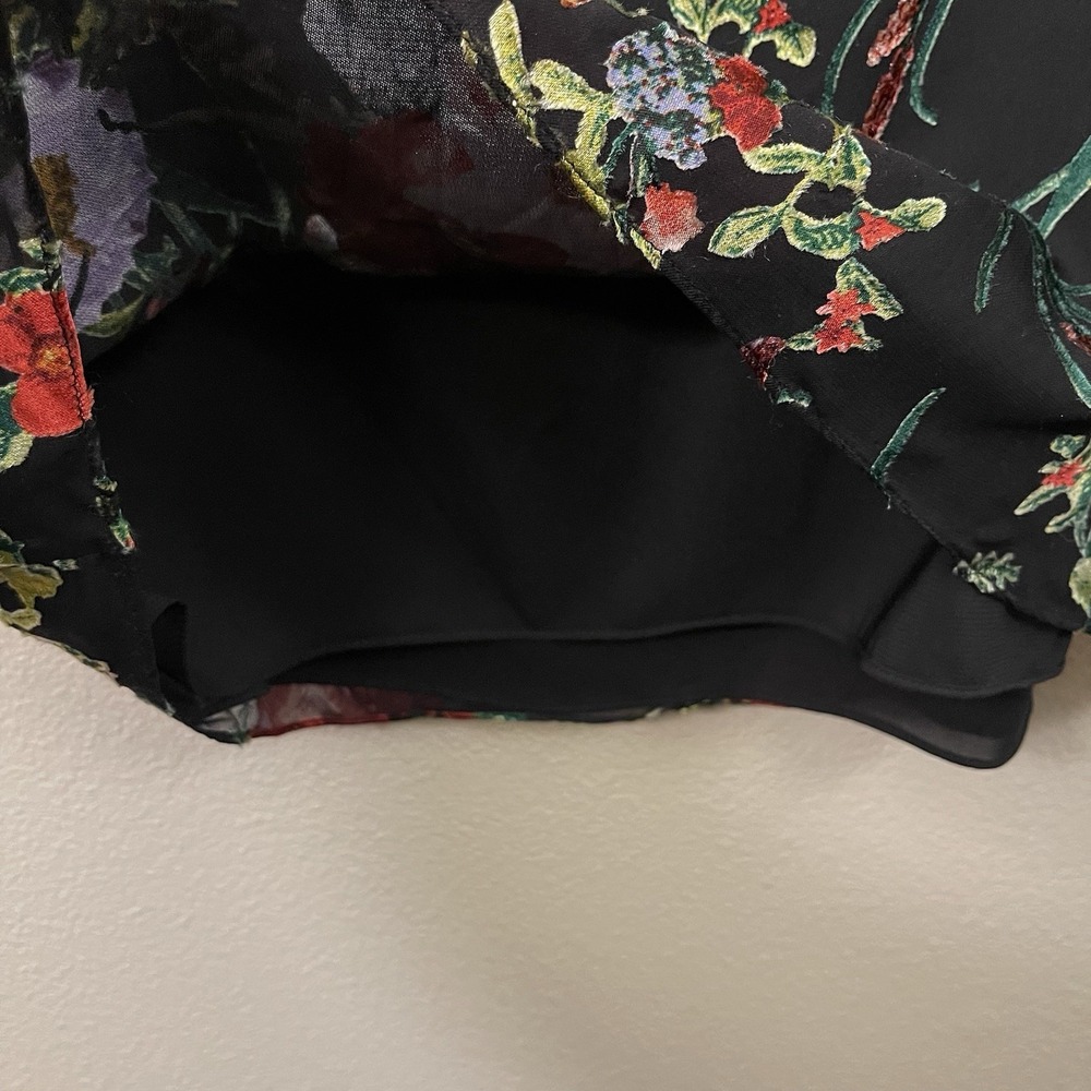Alice & Olivia Asymmetrical Floral Top Velvet Overlay Whimsygoth Moody Size S /P - Picture 5 of 9